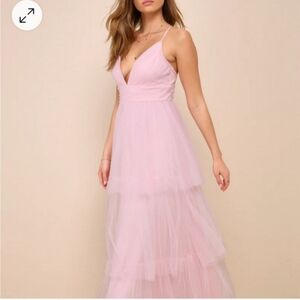 Lulu's Light Pink Tiered Tulle Maxi Dress